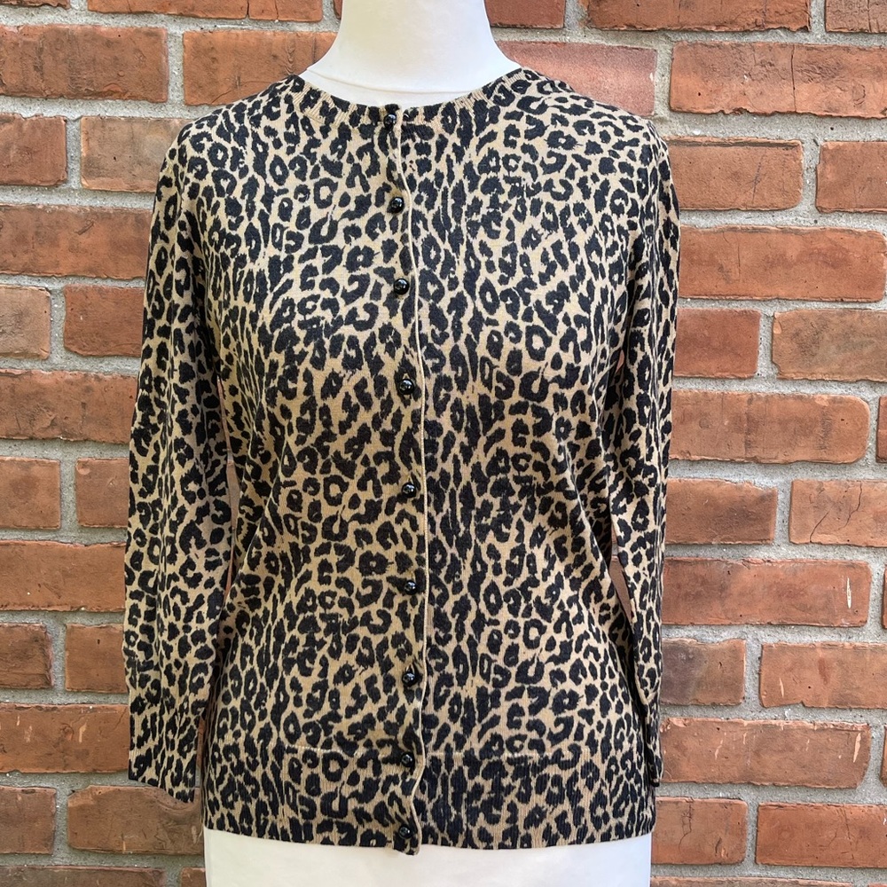 Talbots Mariano Wool Animal Print Cardigan